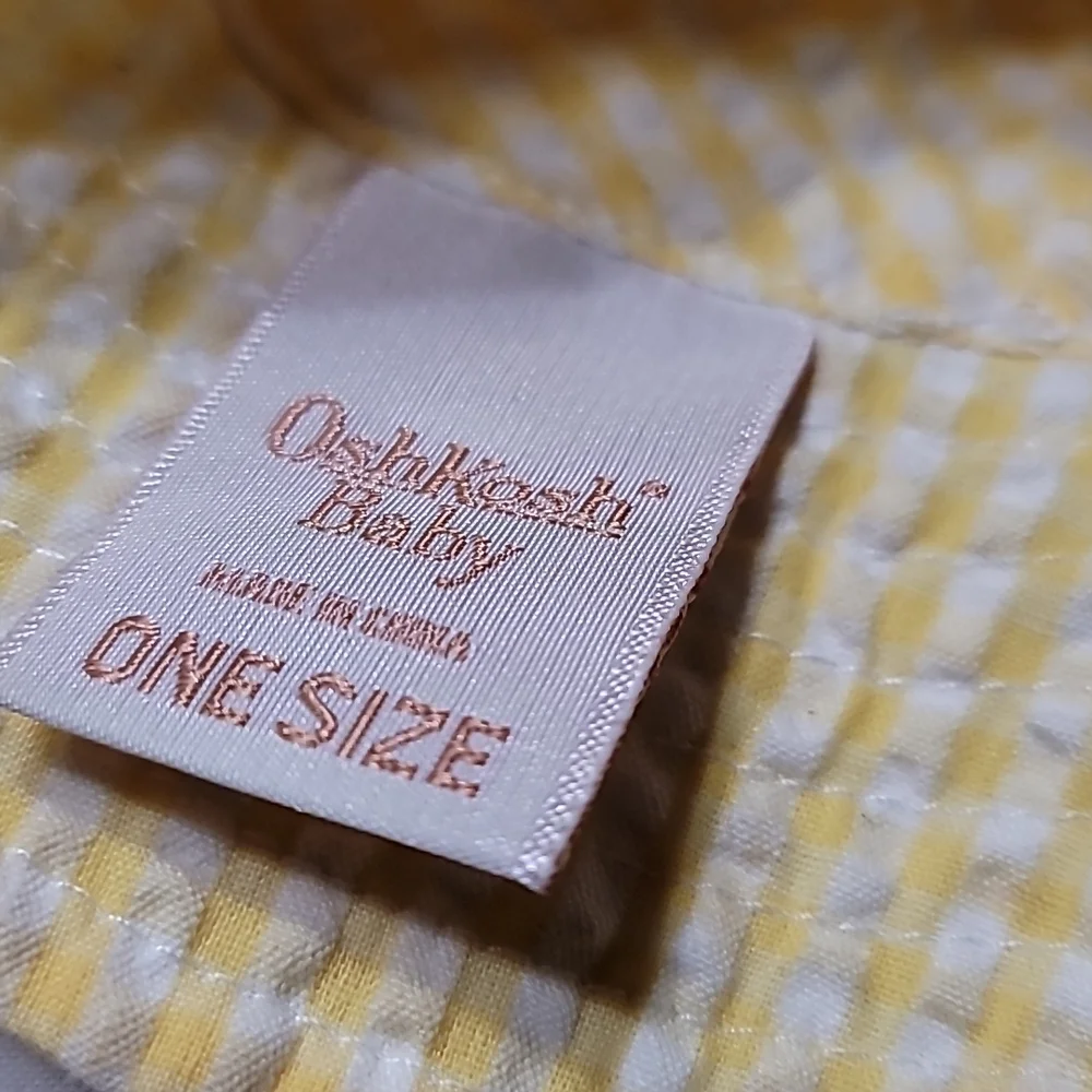 Oshkosh Baby Sun Hat Yellow White Check Print‎